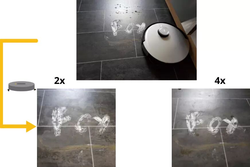 The mop test result of the Ecovacs Deebot X1 OMNI on the PVC floor is clearly displayed.